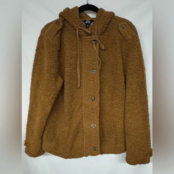 Perch by Blu Pepper Teddy Faux Shearling Sherpa
Hooded Jacket Size 1XL - Picture 4 of 6